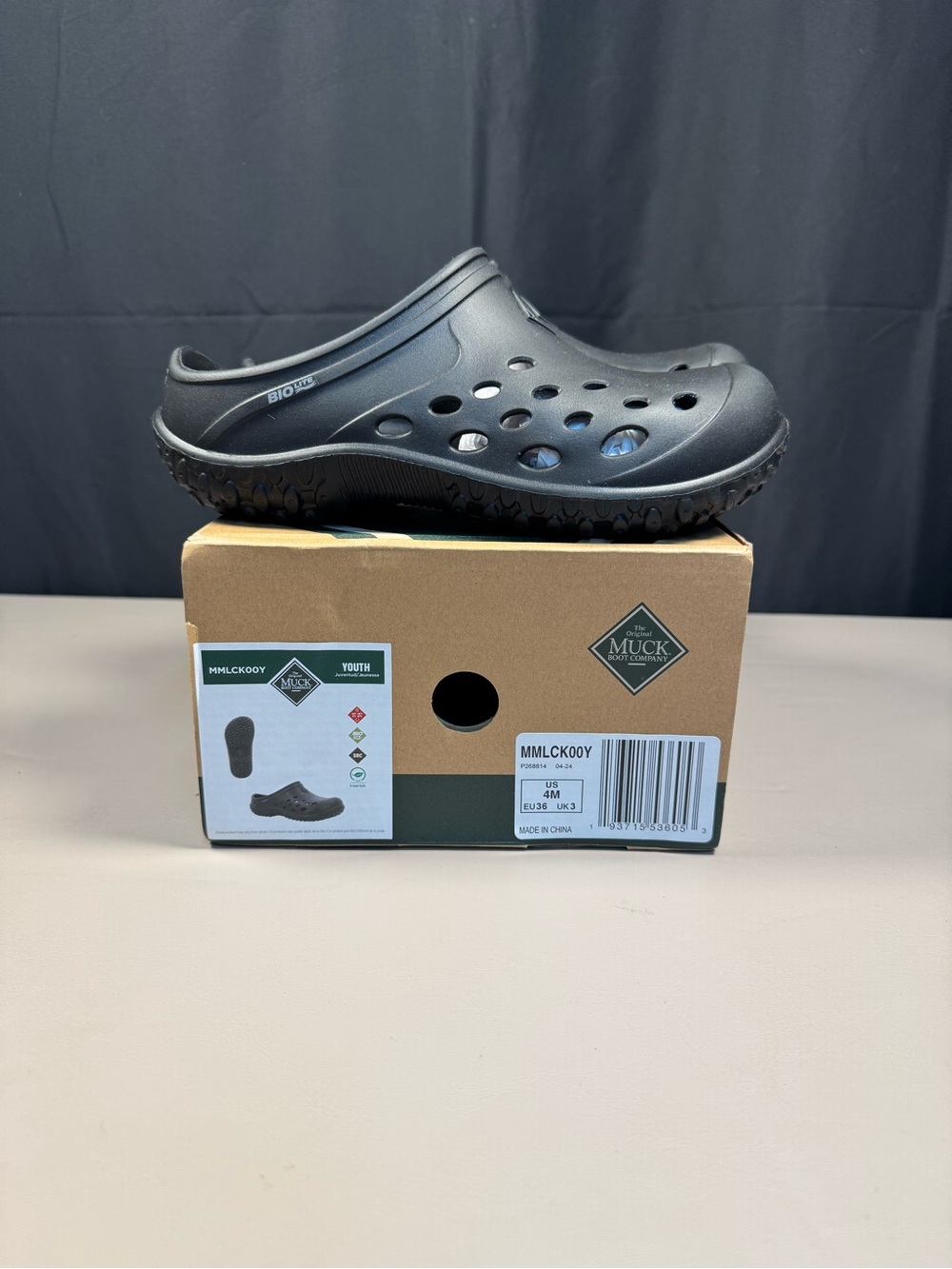 Kids Muckster Black Slip-On Clogs